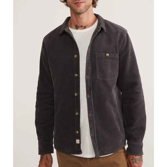 Marine Layer Shirt Mens Small Gray Max Broken In Corduroy Overshirt Shacket Gorp - Picture 12 of 12